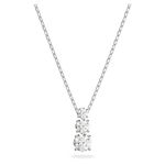 Swarovski Attract Trilogy Round Pendant Necklace - Women's White Round Crystal Pendant with Rhodium Plated Chain