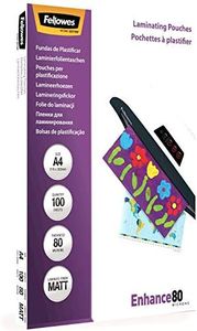 Fellowes A4 Laminating Pouches, Matt Finish, 100 Sheets, 160 Micron (2 x 80 Micron) Finish, Ideal for Photos and Notices