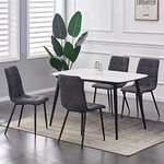 mcc direct Set of 4 Faux Matte Suede Leather Dining Chairs With metal Legs home& restaurants henri [Black*Grey *Light Grey* Pink] (Dark Grey)