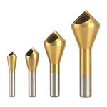 4 Pcs Titanium Coated Countersink Chamfer Tool Metal Countersink Chamfer Deburring Drill Bit Set Sturdy Metal Deburring Drill Bits Tool for DIY Wood Metal Plastic