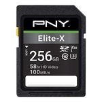 PNY 256GB Elite-X Class 10 U3 V30 SDXC Flash Memory Card - 100MB/s, Class 10, U3, V30, 4K UHD, Full HD, UHS-I, Full Size SD