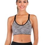 DODOING Women's Mid Impact Sports Bra Seamless Adjustable Shoulder Strap Gym Yoga Bra Workout Fitness Activewear Padded Bras