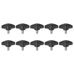 HARFINGTON 10pcs Tee Wing Knobs Thumb Screws M6 x 12mm Standard Male Thread Plastic T Knobs Handles Hand Clamping Knobs Grip Thumbscrew, Black