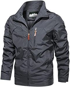 SEAUR Mens' Rain Shell Jacket Mesh Breathable Rainwear Full Zip Hooded Active Hiking Windbreaker Lightweight Coat Grey M