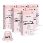 Grind House Blend Coffee Pods – Pack of 60 Coffee Capsules – Nespresso® Original Machine Compatible Pods – Home-Compostable Coffee Pods – Notes of Milk Chocolate, Almond, Cacao Nibs and Walnut