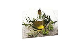 ALLboards Glass Chopping Board Olive Oil 2 Set 52x30cm Cutting Board Splashback Worktop Saver for Kitchen Hob Protection Hot Cover Heat Resistant Multi-Glass Plate Dishes Pad Work Surface