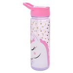 Polar Gear Unicorn Star Water Tracker Bottle with Straw – Reusable Kids 600ml PP in Pink – Official Merchandise BPA Free & Recyclable Plastic – For School Nursery Sports Picnic