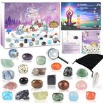 Crystal Advent Calendar 2024, 24 Days Christmas Countdown Natural Chakra Healing Stone Rock Spiritual Gifts for Adult Women, Novelty Minerals Fossils Learning Collection Kit for Boys Girls Teens