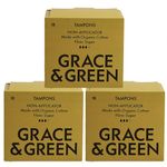 Grace & Green - Organic Tampons - Non-Applicator - Size: Super - Made with Organic Cotton - Sustainable - 54x Super Tampons