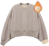 BRISIRA Sherpa Fleece Sweatshirts for Women: Crewneck sweatshirt Cropped Sherpa Lined Pullover Crop Sweater Warm Winter