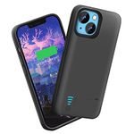 Sitong Battery Case for iPhone 14, 5000mAh Rechargeable Extended Battery Charging/Charger Case, Add 100% Extra Juice (6.1 inch) Black