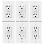 ELECTECK 6 Pack GFCI Outlets 20 Amp, Tamper Resistant (TR), Decor GFI Receptacles with LED Indicator, Ground Fault Circuit Interrupter, Decorative Wallplate Included, ETL Certified, White