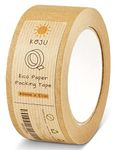 Koju Kraft Paper Packing Tape 48mm x 50m | Single Roll | Eco Friendly & Recyclable Brown Paper Tape for Packaging Parcels & Moving House Boxes | Strong, Heavy Duty Paper Parcel Tape (1)