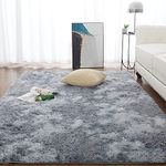 CHOSHOME Soft Touch Rugs Living Room Large Fluffy Rug Antiskid Shaggy Rug Area Rugs Modern Tie-dye Floor Carpet for Bedroom Kids Rooms Decor, Tie-dye Light Grey 90 * 150 CM