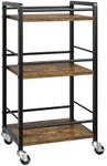 Entcook 3 Tier Bar Cart for Home Mini Bar Carts for The Home with Wheels Liquor Cart Coffee Bar Cabinet Utility Kitchen Storage Island Serving Cart Rustic Brown