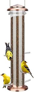 Kingsyard Metal Finch Feeder for Thistle/Nyjer Seed, Tube Bird Feeders for Outdoors Hanging, 2 lbs Large Capacity, Easy to Refill & Clean, Antique Copper