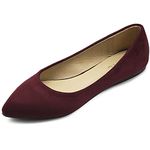 Ollio Women's Ballet Comfort Light Faux Suede Multi Color Shoe Flat(7 B(M) US, Burgundy)