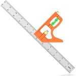 Combination Square, Set Square Engineers Square 12Inch/300mm Stainless Steel Ruler, Adjustable Carpentry Square 45/90 Degree with Bubble Level, Measuring Tool for Carpenter/Engineer/Woodworking