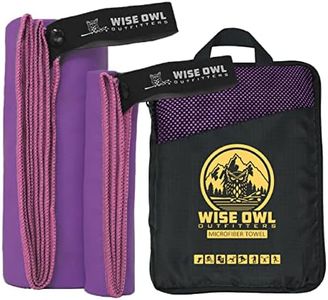 Wise Owl Outfitters Camping Towel - Camping Accessories, Quick Dry Microfiber Towel for Travel, Hiking, Yoga, Workout, and Backpacking, Purple