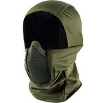 OneTigris Airsoft Balaclava Mesh Mask, Full Face Protection Ninja Style Paintball Face Mask for Airsoft Paintball CS Hunting Cycling Motorcycle, OD Green