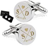 Personalised Cufflinks for Men Engraved Mens Cufflinks Custom Gifts for Him Groom Usher Husband Groomsman Best Man Cufflinks for Wedding Anniversary Engagement with Gift Box (Design 3)