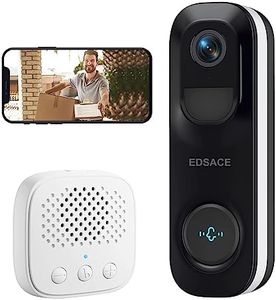 EDSACE 2K Video Doorbell,IP65 Weatherproof Security Camera,Video Doorbell Camera with Chime,Wide Viewing Angle Doorbell Camera with AI Analysis, Rechargeable Battery Doorbell Camera