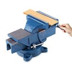 Bench Vice Heavy Duty, 5 Inch Vise Table Top Clamp Press Heavy Duty Metalworking Vice Machinist Vise with Drill Floor for Woodworking Crafting Painting Sculpting Modeling Electronics Soldering