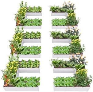 A ANLEOLIFE 6 Set U-Shaped Galvanized Raised Garden Beds Outdoor,6x6x1.5ft Large Metal Planter Box for Planting Vegetables Flowers Herb, Anti-Rust & Easy-Setup, Antique White