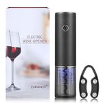 YYDSBAYS Electric Wine Bottle Opener Automatic Electronic Corkscrew with Book-Type Gift Box (Opener with Foil Cutter, Rechargeable - Black)