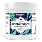 Petpost | Dental Wipes for Dogs - Bad Breath and Tooth Buildup Gone - Presoaked Pads in Natural Tooth Cleaning Solution 100 ct