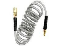 SANFU (PU) Polyurethane Reinforced Recoil 1/4”ID(6.3 x 9.8mm) x 10ft, Air Hose 300PSI with 1/4-Inch Swivel Solid Brass Quick Coupler and Plug, Gray(10')