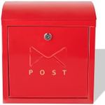 Assorted Collections Post Box Wall Mounted Contemporary Mailbox For Outside Wall Red Weatherproof Large Letterbox Lockable 2 Keys Easy To Install, 32 x 30 x 13 cm