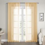 LOYOLADY Vanilla Sheer Curtains 84 inches Long 2 Panels Set Bedroom Sheer Curtains Sheer Curtain for Living Room 52" W x 84" L