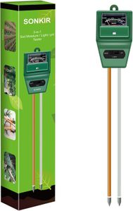 Sonkir 3-in-1 Soil pH Meter – Moisture, Light, pH Tester for Garden & Indoor Plants