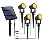 T-SUNUS Solar Landscape Spotlights, 4-in-1 Solar Garden Spot Lights with 9.8ft Length Cable, 5W 4000mAh Solar Panel, IP65 Waterproof Wall Light for Yard Patio Porch Pool Pathway