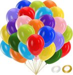 Assorted Colors Balloons, 100 Pcs 12 Inch Round Rainbow Balloons, Bulk Pack of Latex Balloons for Wedding, Birthday, Graduation Party Decorations