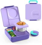 OmieBox - Leak-Proof 3-Compartment Bento Lunch Box for Kids - Includes Insulated Food Thermos - Two Temperature Zones for Hot & Cold Food Purple Plum Purple Plum