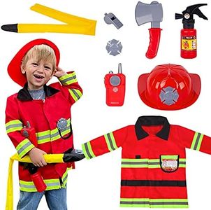 Liberry Firefighter Costume for Kids, Firefighter Tools with Fireman Costume for Kids Aged 3-6 and Fire Extinguisher, Firefighter Toys Gifts Pretend Play for Toddlers, Children, Boys & Girls