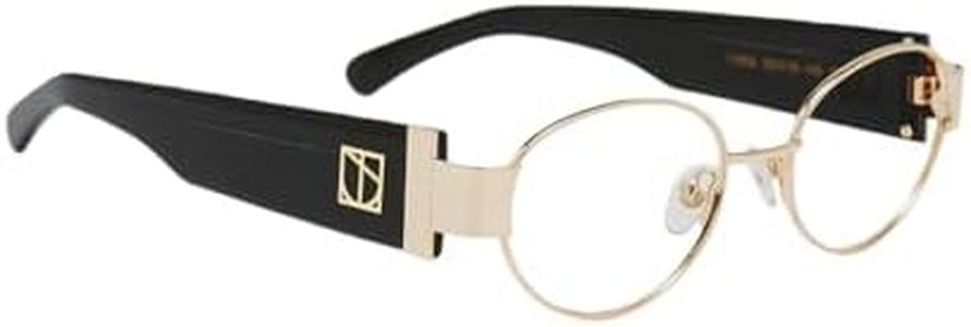 TIJN Iconic Trendy Blue Light Blocking Glasses for Women Men, Oval Acetate Metal Frame, Melisha