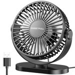 SWEETFULL Small Usb Desk Fan, 3 Speeds Portable Personal Desktop Table Fan, Dual 360° Adjustment Mini Fan, Quiet Operation, For Home Office Car Outdoor Travel (All Black), 5 Centimeters