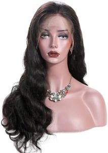 (41cm , body wave) - 360 Lace Frontal Wig Human Hair Unprocessed Virgin Brazilian Hair Body Wave Wigs with Natural Hairline, Pre Plucked Slightly Bleached Knots 150% High Density Wigs for Women Natural Colour 41cm