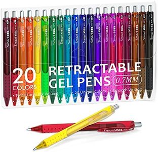 Coloured Gel Pens, Shuttle Art 20 Colours Retractable Gel Ink Pens with Grip, Medium Point (0.7mm) Smooth Writing for Adults and Kids Writing Journaling Taking Notes Drawing at School Office Home