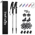 TheFitLife Nordic Walking Trekking Poles - 2 Pack with Antishock and Quick Lock System, Telescopic, Collapsible, Ultralight for Hiking, Camping, Mountaining, Backpacking, Walking, Trekking (Silver)