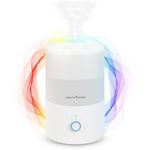 HealthSense Cool Mist Humidifier for Room Moisture – 3.3L Ultrasonic Air Humidifier for Bedroom & Home | Top Fill, 360° Mist, Aroma Diffuser, 7-Color Light, Auto Off, Baby Room & Plants Safe | RH 490
