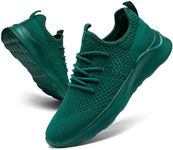 WOHHHW Women Walking Shoes Ladies Running Sneakers Breathable Mesh Sports Shoes Casual Lightweight Gym Lace up Sneakers Fitness Athletic Slip On Comfortable Dark Green US Size 7.5
