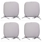 Foam Set Of 4 Beautiful REMOVABLE Dining Garden Chair Cushion Seat Pads With Ties (Grey)