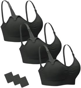 Stelle Nursing Bras Maternity Bra for Breastfeeding Pregnancy Wireless Bralette with Pads, Extenders (3 Black,L)