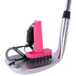 Grooveit MiniG The Dry Scrubber - Mini Golf Club Brush - Heavy-Duty Nylon Bristles - 3-Yr Warranty - Part of Any Golf Club Cleaning Kit - Detachable Magnetic Club Head Groove Cleaner Tool (Pink)