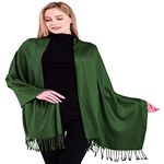 CJ Apparel Emerald Green Dark Green Solid Color Design Nepalese Shawl Seconds Scarf Wrap Stole Throw Head Wrap Pashmina Hand Made in Nepal NEW