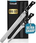 Cutluxe BBQ Carving Knife Set – Brisket Slicing Knife and Boning Knife for Meat Cutting – Professional Knife with Razor Sharp German Steel, Full Tang, Ergonomic Handles – Artisan Series